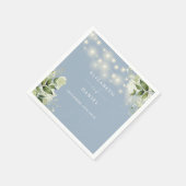 Groen Bloemen String Lights Stoffig Blauw Bruiloft Servet (Hoek)