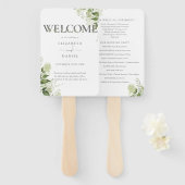 Groen Bloemen Typografie Trouwprogramma Handwaaier (Voorkant en achterkant)