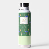Groen Bloemen Wildbloem Monogram Waterfles (Rechts)