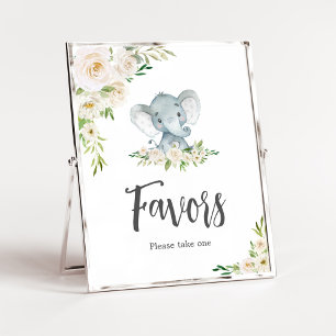Groen Bloemen Witte Olifant Baby shower Favors Poster