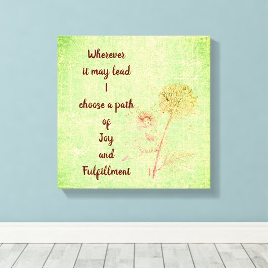 Groen  bloemenfee inspirerend quote canvas afdruk (Insitu (Houten vloer))