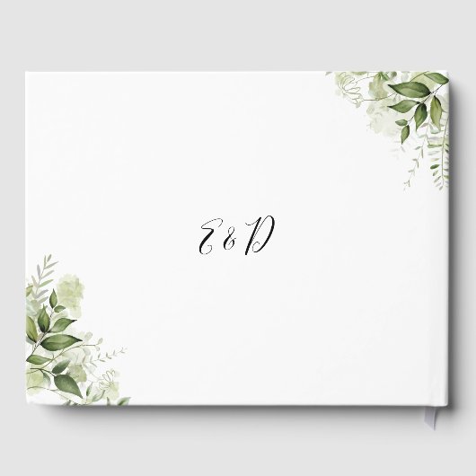 groen bloemenhart script bruiloft gastenboek (Achterkant)