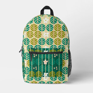 Groen bloemenpatroon groovy retro boho bedrukte rugzak