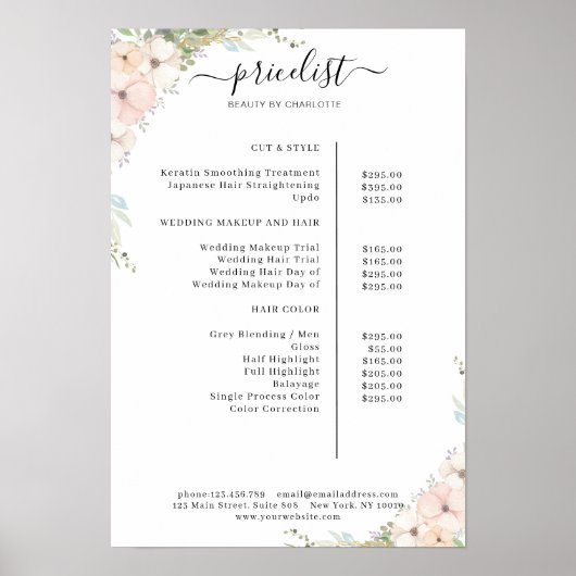 Groen Bloemensalon prijslijst Poster (Voorkant)