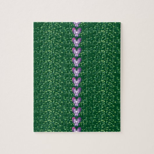  groen bloemetjespatroon legpuzzel (Verticaal)
