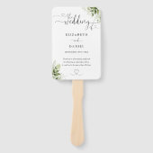 Groen Bloemhart Script Trouwprogramma Handwaaier (Voorkant)