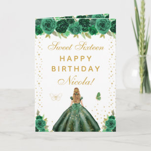 Groen Bloemig Blond Haar Meisje Sweet Sixteen Kaart