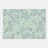 Groen bloemig inpakpapier plat vel set van 3 (Voorkant)
