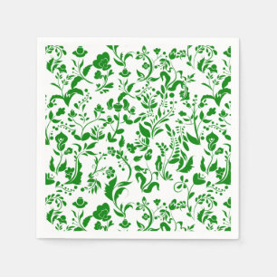 Groen bloemmotief G01. Geen BG Servet