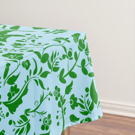 Groen bloemmotief G01. L Blauw BG Tafelkleed (Voorbeeld)