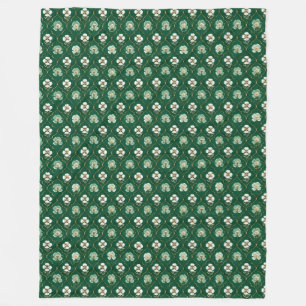 Groen Bloemmotief met Traliewerk Fleece Deken
