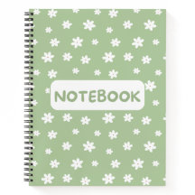 Groen Bloemmotief Notitieboek – Minimalistische Ka