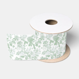 Groen Bloemmotief Rozen Franse Chinoiserie Patroon Lint