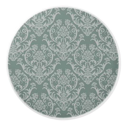 Groen bloempapier keramische knop (Voorkant)