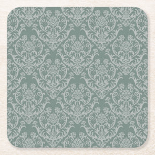 Groen bloempapier vierkante kartonnen onderzetter