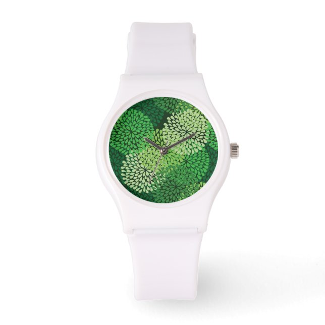 Groen bloempatroon horloge (Voorkant)