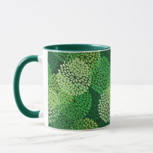 Groen bloempatroon mok