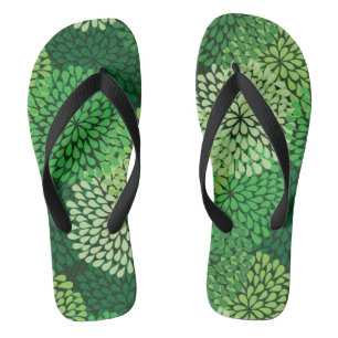 Groen bloempatroon teenslippers