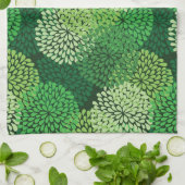 Groen bloempatroon theedoek (Gevouwen)