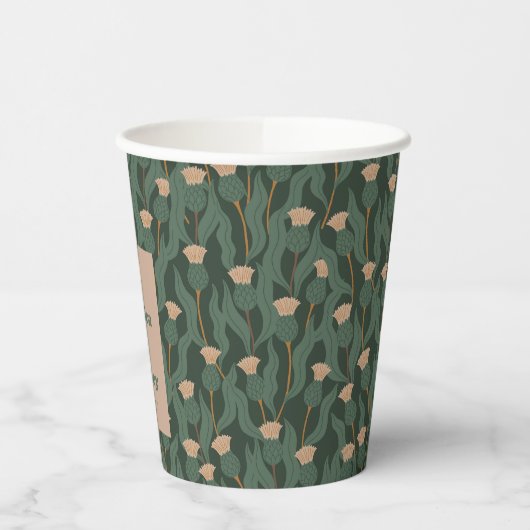 Groen Blush Bloemen Boho Bruiloft Custom Papieren Bekers (Links)