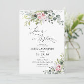 Groen Blush Roze Bruids Douche Uitnodiging (Staand voorkant)