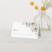 groen blush roze bruiloft gevouwen plaats kaarten (Voorkant)