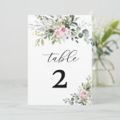 groen blush roze bruiloft tafel nummer (Staand voorkant)