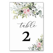 groen blush roze bruiloft tafel nummers kaart (Voorkant)
