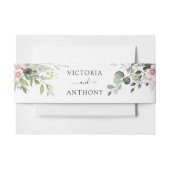 groen blush roze bruiloft uitnodiging buik band uitnodigingen wikkel (Voorkant Voorbeeld)