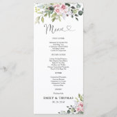 Groen Blush Roze Huwelijksceremonie Menu (Voorkant)