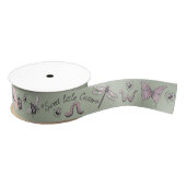 Groen & Blush Roze Meisje Insect Monogram Grosgrain Lint (Spoel)