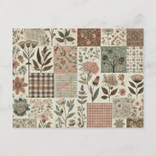 Groen Blush Roze Patchwork Bloemen Gewatteerd Ontw Briefkaart