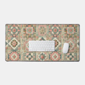 Groen Blush Roze Patchwork Bloemen Gewatteerd Ontw Bureaumat (Keyboard & Muis)