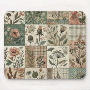 Groen Blush Roze Patchwork Bloemen Gewatteerd Ontw Muismat