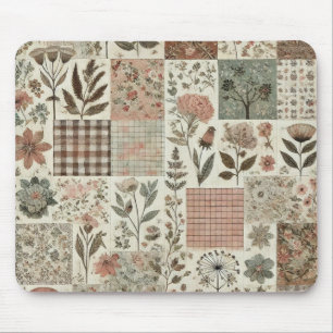 Groen Blush Roze Patchwork Bloemen Gewatteerd Ontw Muismat
