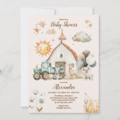 Groen Boerderij Dieren Barnyard Boy Baby shower Kaart (Voorkant)