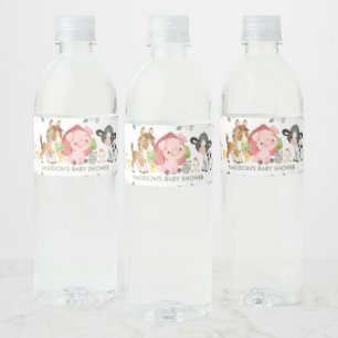 Groen Boerderij Dieren Verjaardag Baby shower Waterfles Etiket