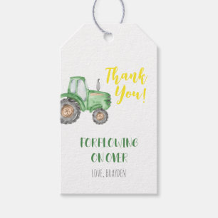 Groen Boerderij van trekkers Geboortdag Label Cadeaulabel