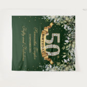 Groen boho gebladerte en goud 50e verjaardag wandkleed (Voorkant (horizontaal))