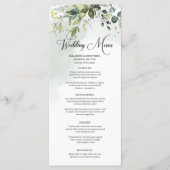 Groen boho gebladerte eucalyptus bruiloft diner menu (Voorkant)