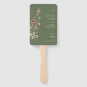 Groen Boho Huwelijksprogramma Handwaaier (Achterkant)
