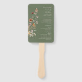 Groen Boho Huwelijksprogramma Handwaaier (Voorkant)