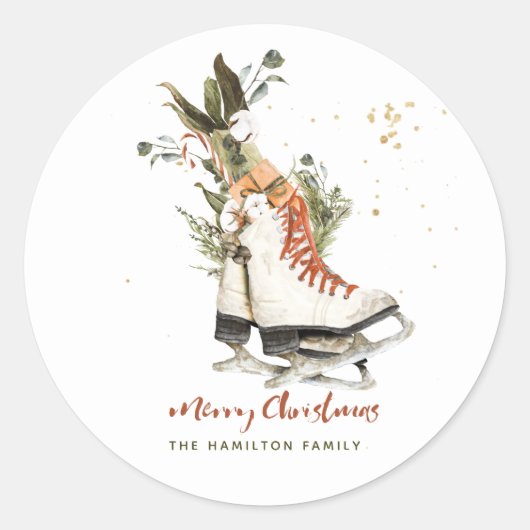  groen Boho kerst Waterverf Ronde Sticker (Voorkant)