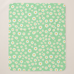 Groen Boho Lente Madeliefjes Patroon Sherpa Deken