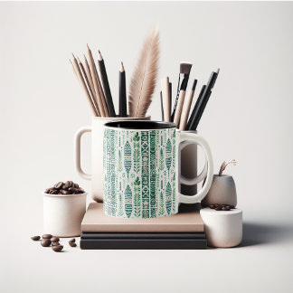 Groen boho patroon tweekleurige koffiemok