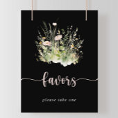 Groen Boho Wildflower Black Favors Sign Poster