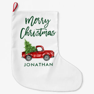 Groen Borstelscript Rode Vrachtwagenboom Grote Kerstsok