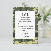 Groen bos camouflage bruiloft R.S.V.P. RSVP Kaartje (Staand voorkant)