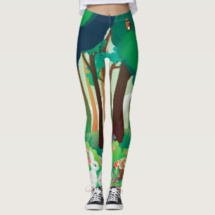 Groen bos en schattige dieren leggings