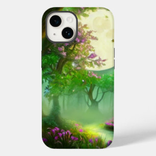 Groen bos en volle maan Case-Mate iPhone 14 hoesje